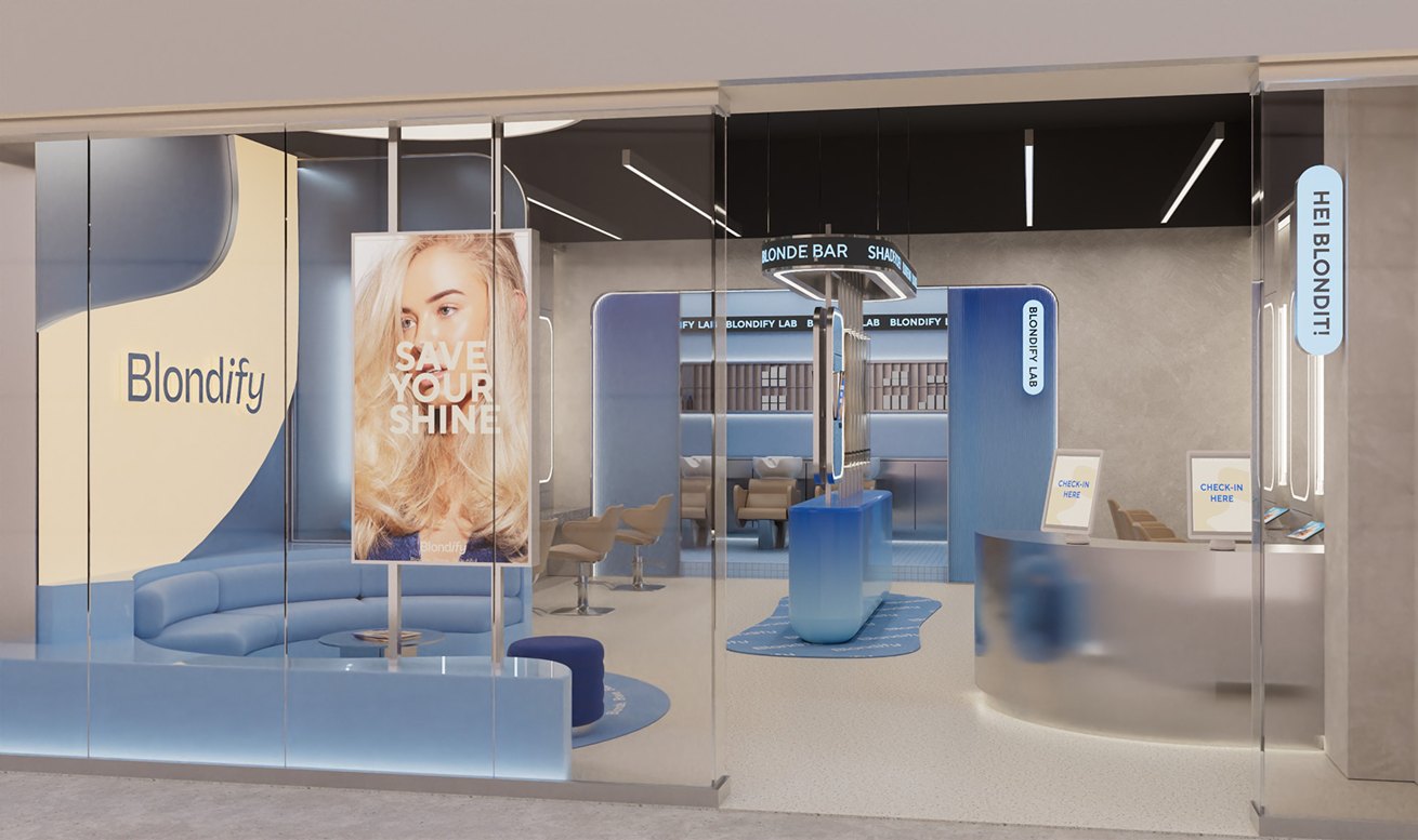 Wide view of Blondify x Formroom interior design